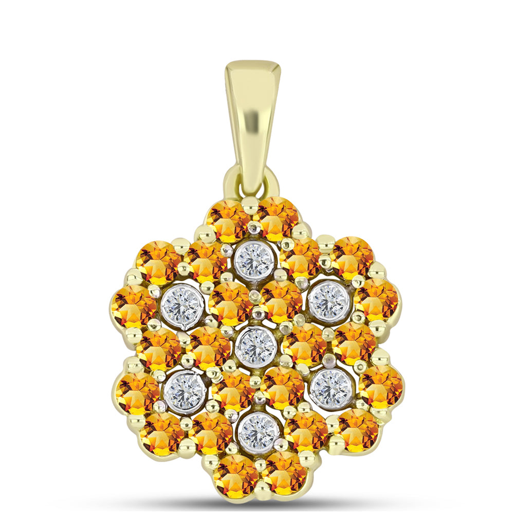 Pandantiv din Argint 925 Placat cu Aur ( 2.1 grame ) cu Citrin Rio Golden și Topaz Alb 1.05 Carate 1 