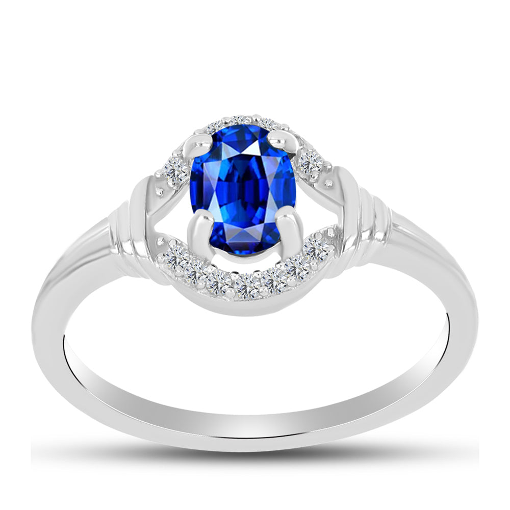 Inel din Argint 925 ( 2.32 grame ) cu Safir Albastru Australian și Topaz Alb 1.24 Carate 3 
