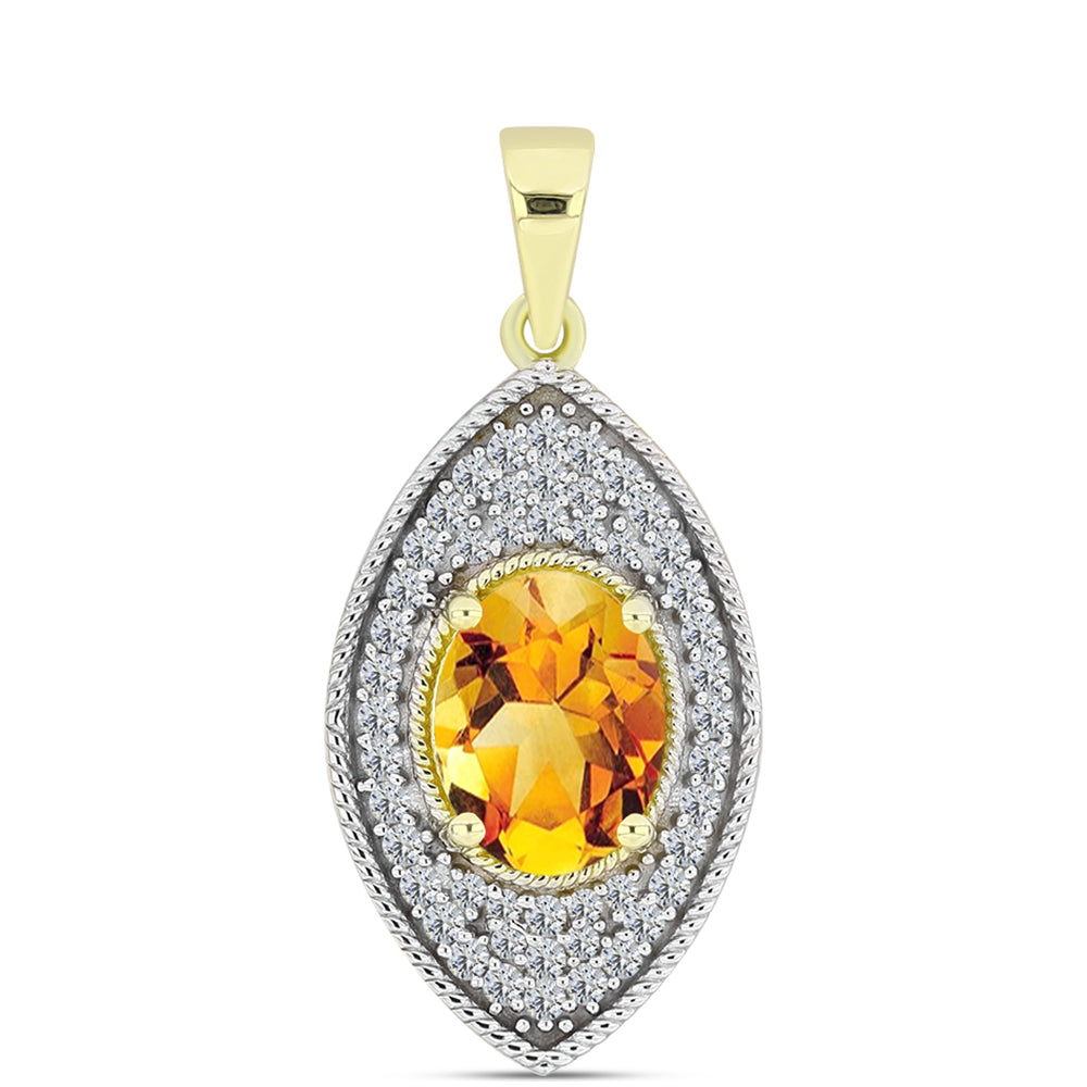 Pandantiv din Argint 925 Placat cu Aur ( 2.23 grame ) cu Citrin Rio Golden și Topaz Alb 1.99 Carate 1 