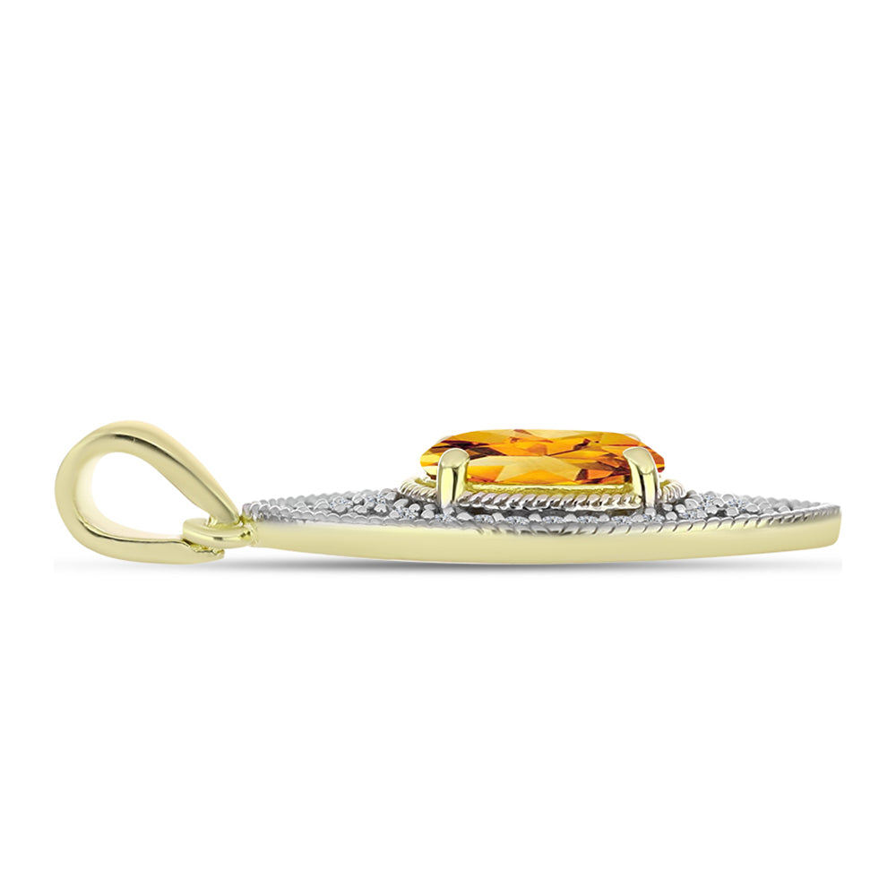 Pandantiv din Argint 925 Placat cu Aur ( 2.23 grame ) cu Citrin Rio Golden și Topaz Alb 1.99 Carate 2 