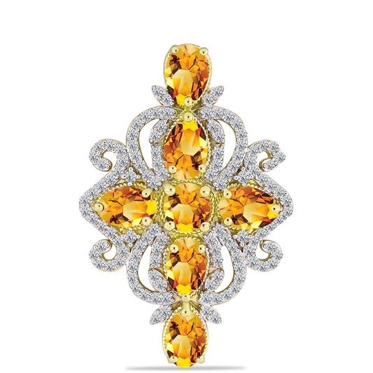Pandantiv din Argint 925 Placat cu Aur ( 3.74 grame ) cu Citrin Rio Golden și Topaz Alb 3.52 Carate