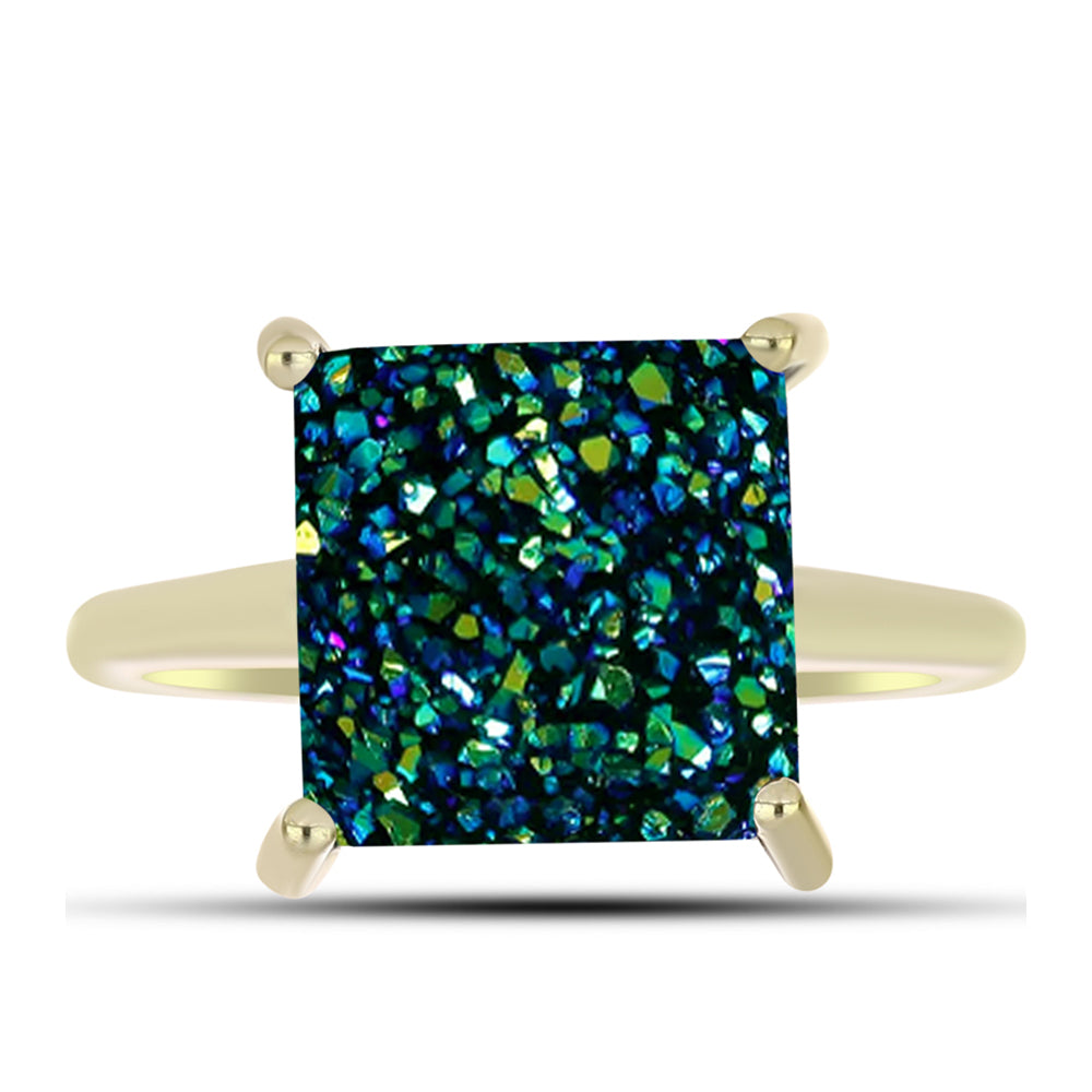 Inel din Argint 925 Placat cu Aur ( 2.1 grame ) cu Drusy Verde 4.87 Carate 1 