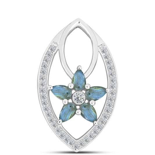 Pandantiv din Argint 925 ( 2.69 grame ) cu Labradorit și Topaz Alb 1.39 Carate