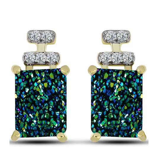 Cercei din Argint 925 Placat cu Aur ( 2.66 grame ) cu Drusy Verde și Topaz Alb 3.25 Carate
