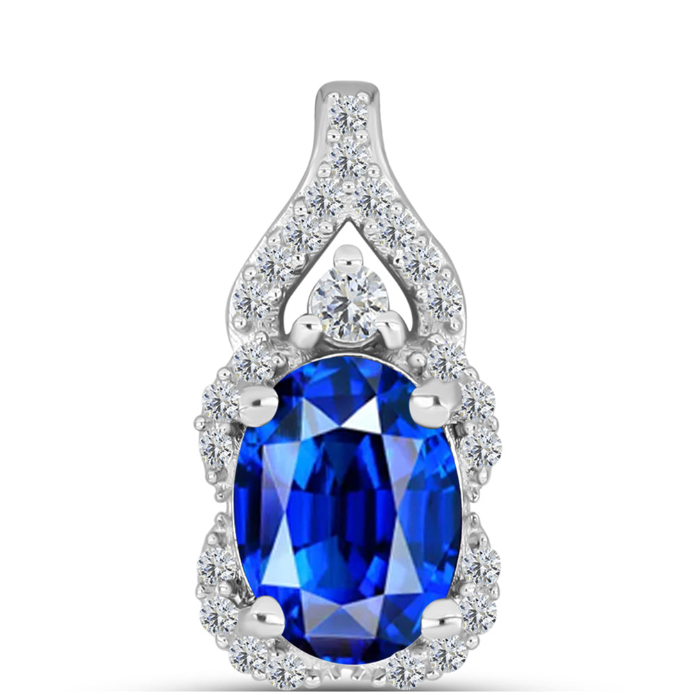 Pandantiv din Argint 925 ( 1.09 grame ) cu Safir Albastru Australian și Topaz Alb 1.89 Carate 1 