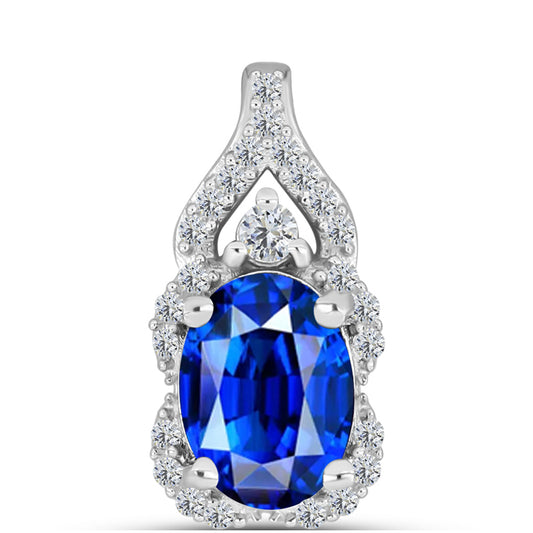 Pandantiv din Argint 925 ( 1.09 grame ) cu Safir Albastru Australian și Topaz Alb 1.89 Carate