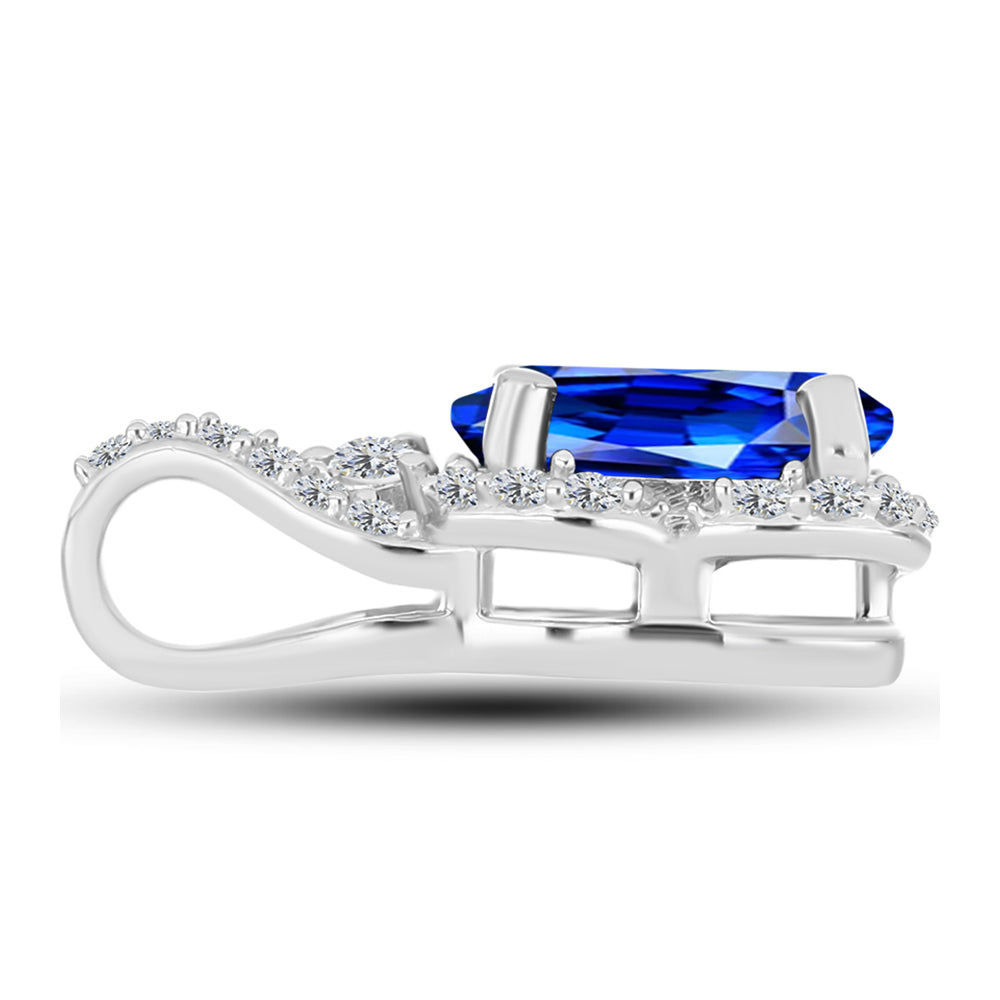 Pandantiv din Argint 925 ( 1.09 grame ) cu Safir Albastru Australian și Topaz Alb 1.89 Carate 2 