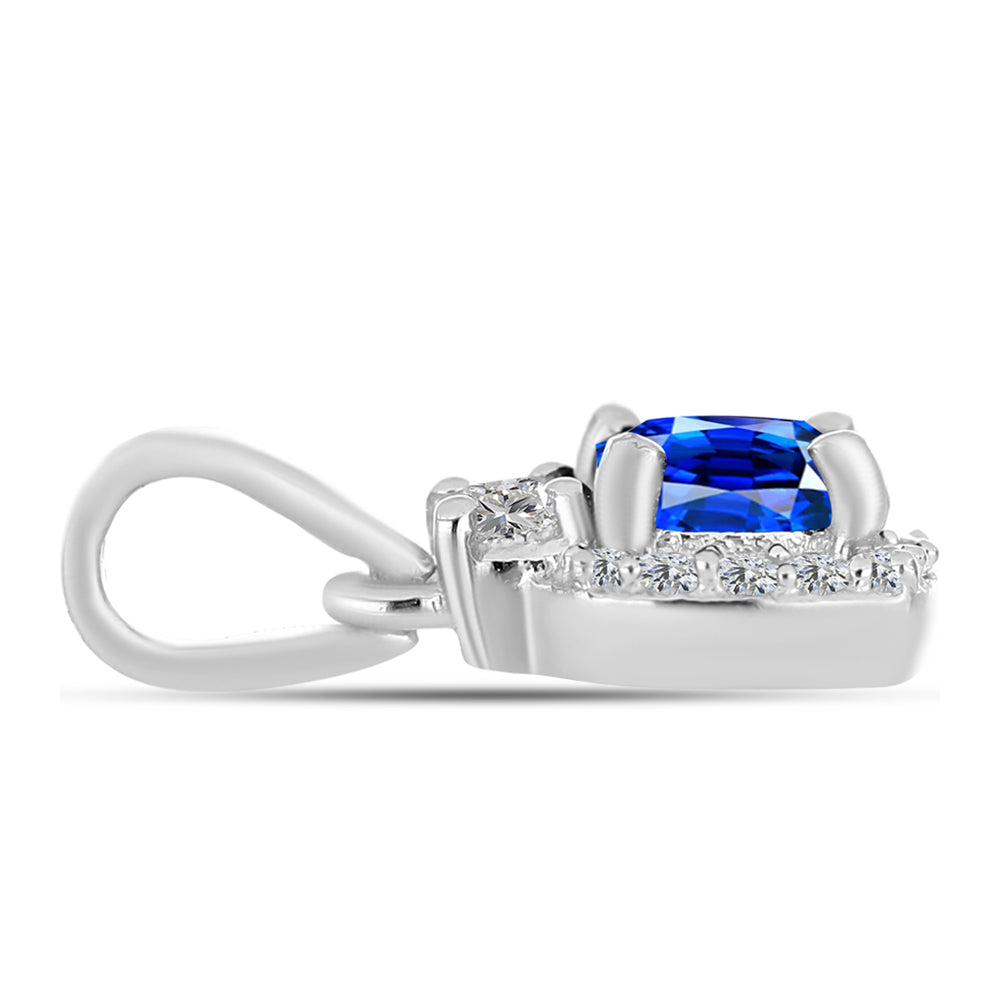 Pandantiv din Argint 925 ( 0.94 grame ) cu Safir Albastru Australian și Topaz Alb 1.06 Carate 2 