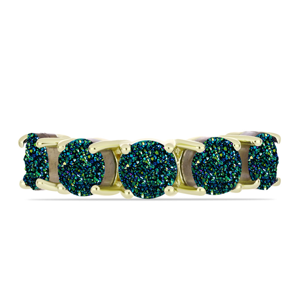 Inel din Argint 925 Placat cu Aur ( 2.23 grame ) cu Drusy Verde 4.7 Carate 1 