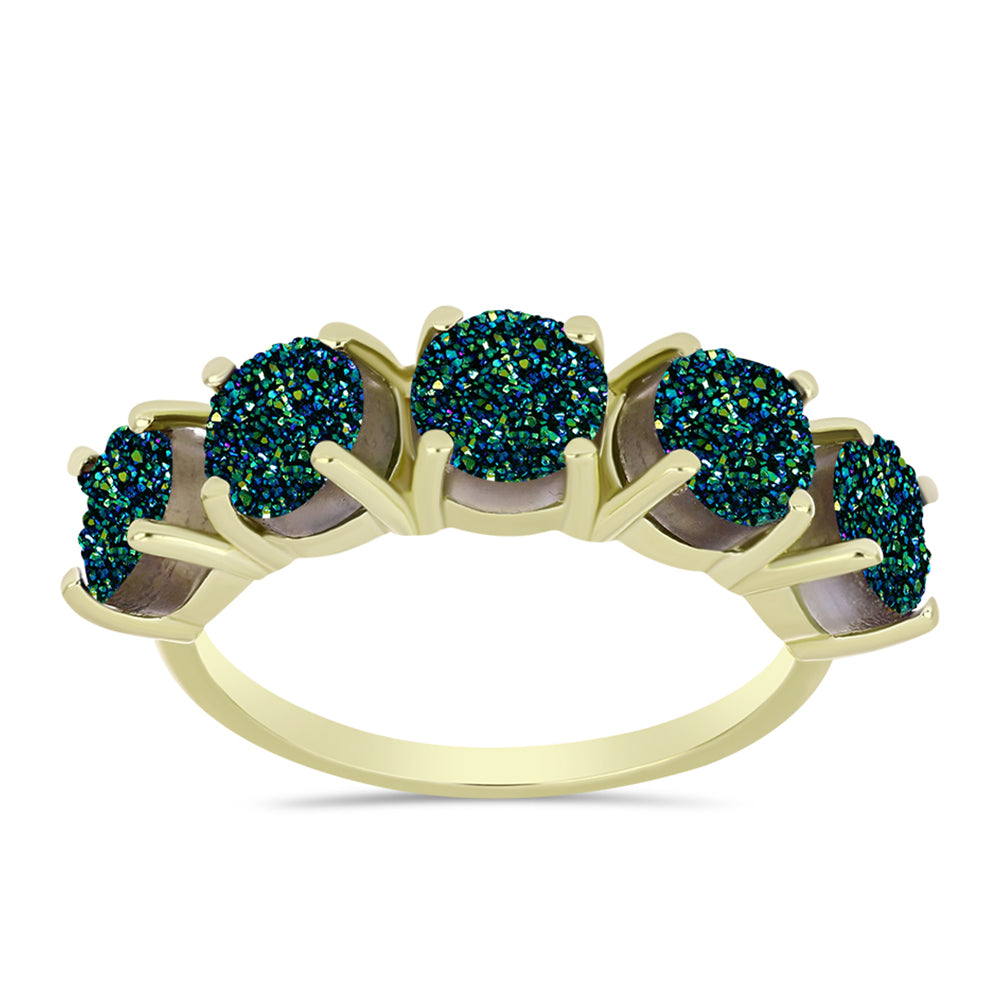 Inel din Argint 925 Placat cu Aur ( 2.23 grame ) cu Drusy Verde 4.7 Carate 3 
