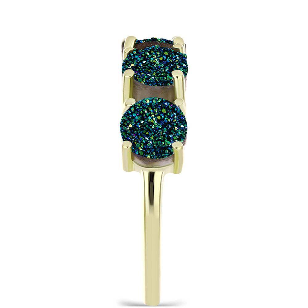 Inel din Argint 925 Placat cu Aur ( 2.23 grame ) cu Drusy Verde 4.7 Carate 4 