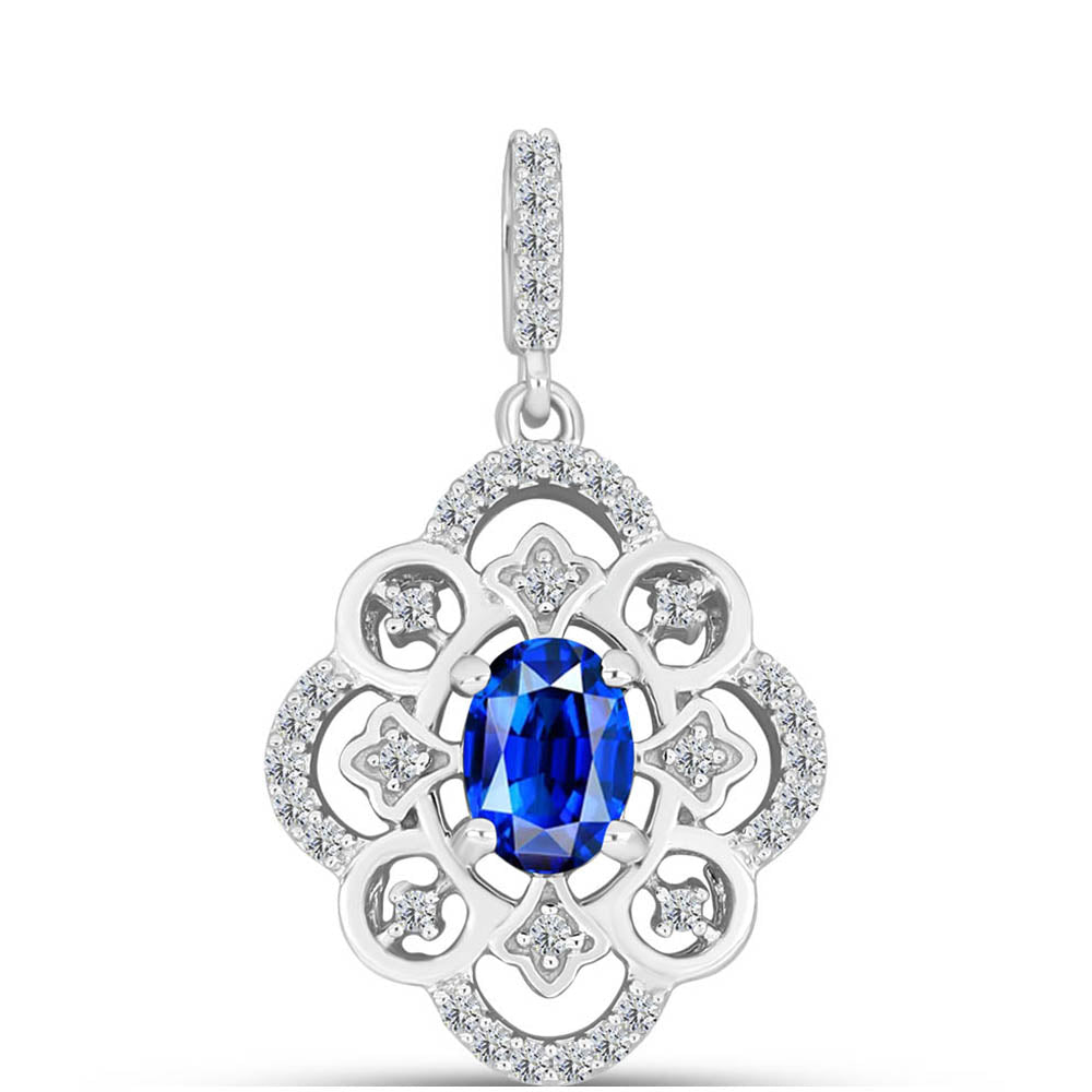 Pandantiv din Argint 925 ( 1.95 grame ) cu Safir Albastru Australian și Topaz Alb 1.43 Carate 1 