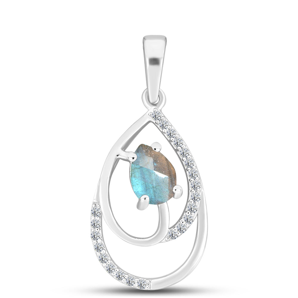 Pandantiv din Argint 925 ( 1.44 grame ) cu Labradorit și Topaz Alb 0.9 Carate 1 