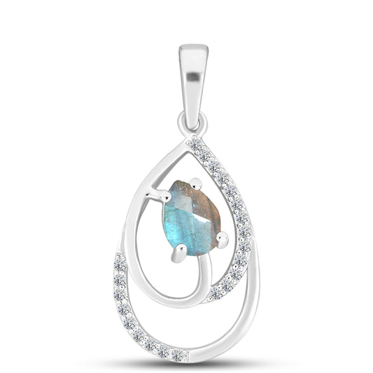 Pandantiv din Argint 925 ( 1.44 grame ) cu Labradorit și Topaz Alb 0.9 Carate