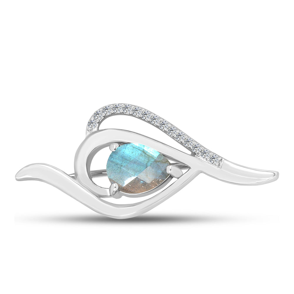 Broşă din Argint 925 ( 3.07 grame ) cu Labradorit și Topaz Alb 1.19 Carate 1 