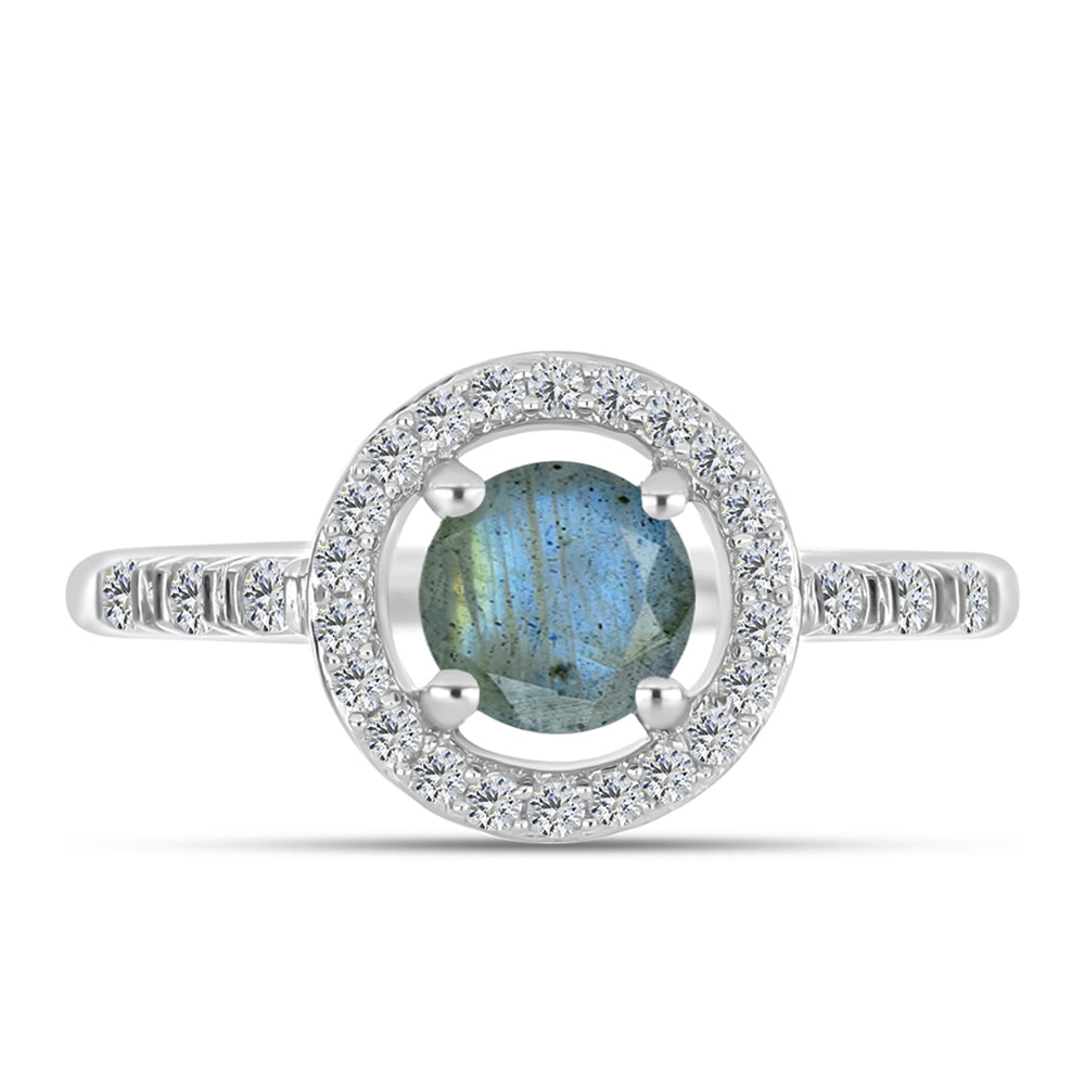 Inel din Argint 925 ( 2.43 grame ) cu Labradorit și Topaz Alb 1.07 Carate 1 