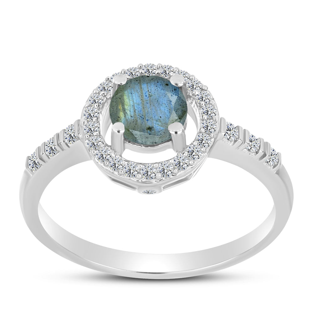 Inel din Argint 925 ( 2.43 grame ) cu Labradorit și Topaz Alb 1.07 Carate 3 