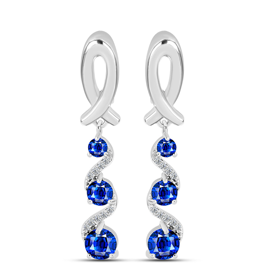 Cercei din Argint 925 ( 4.89 grame ) cu Safir Albastru Australian și Topaz Alb 2.75 Carate