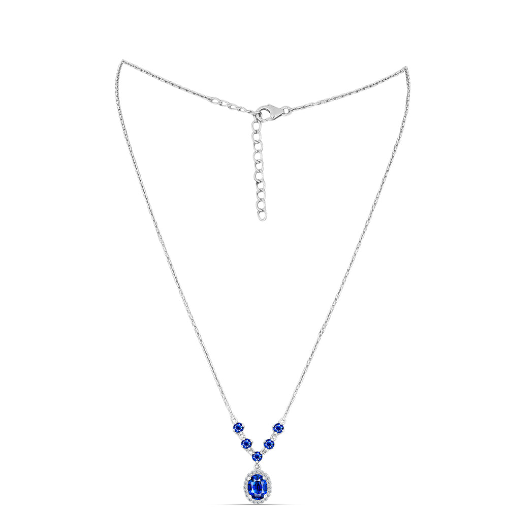 Colier din Argint 925 ( 4.03 grame ) cu Safir Albastru Australian și Topaz Alb 2.71 Carate 1 
