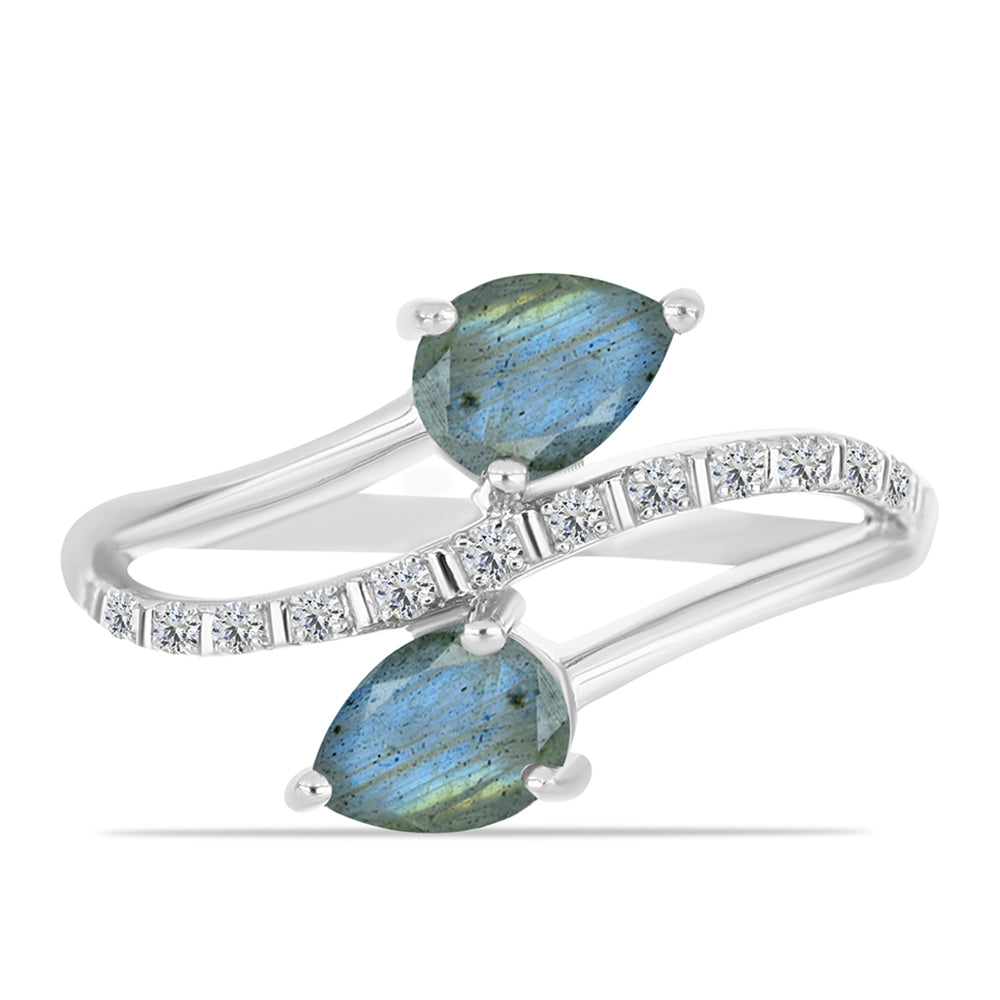 Inel din Argint 925 ( 3.39 grame ) cu Labradorit și Topaz Alb 1.57 Carate 1 