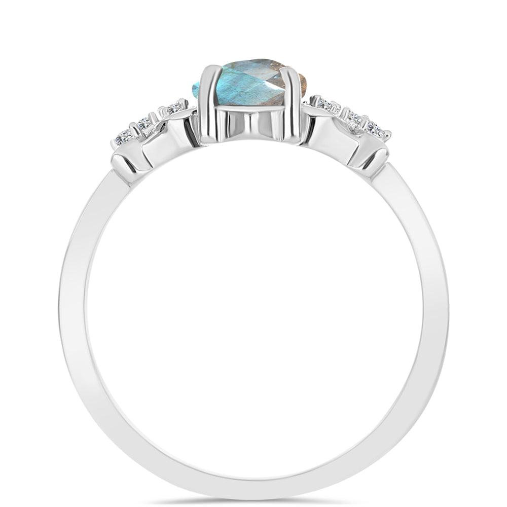 Inel din Argint 925 ( 2.24 grame ) cu Labradorit și Topaz Alb 1.6 Carate
