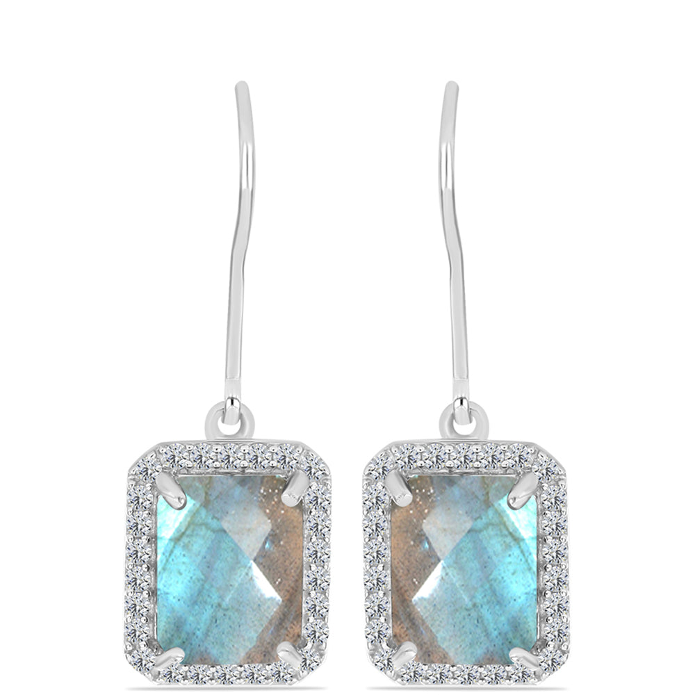 Cercei din Argint 925 ( 2.76 grame ) cu Labradorit și Topaz Alb 4.41 Carate 1 