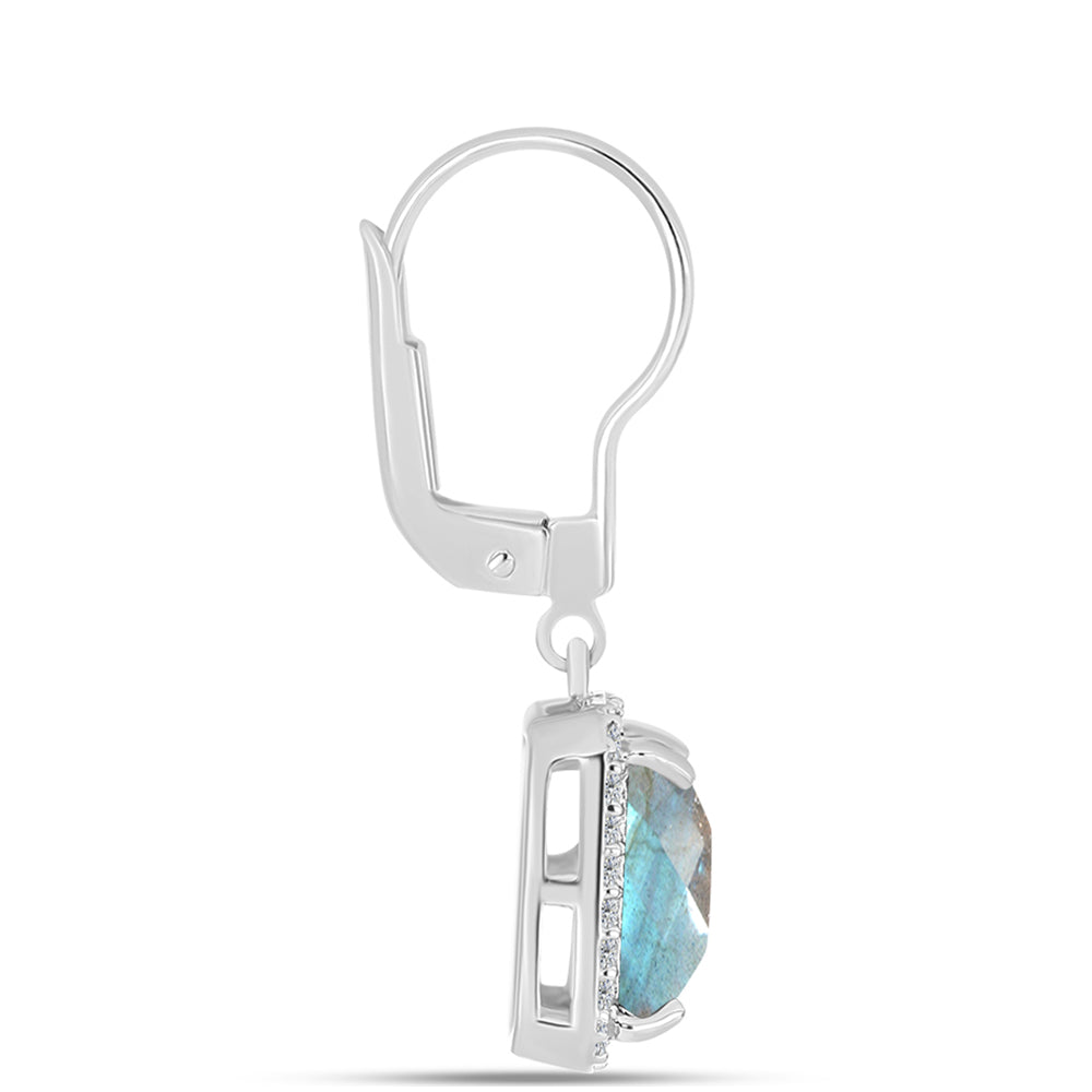 Cercei din Argint 925 ( 2.76 grame ) cu Labradorit și Topaz Alb 4.41 Carate 2 