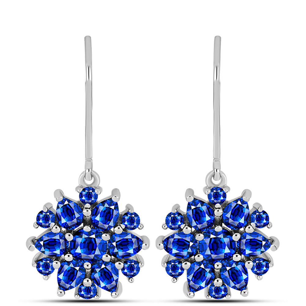 Cercei din Argint 925 ( 3.57 grame ) cu Safir Albastru Australian și Topaz Alb 4.5 Carate