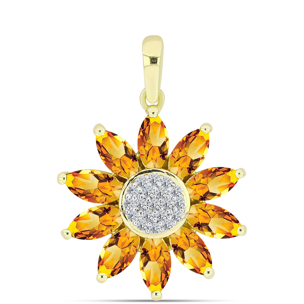 Pandantiv din Argint 925 Placat cu Aur ( 2.5 grame ) cu Citrin Rio Golden și Topaz Alb 2.32 Carate 1 