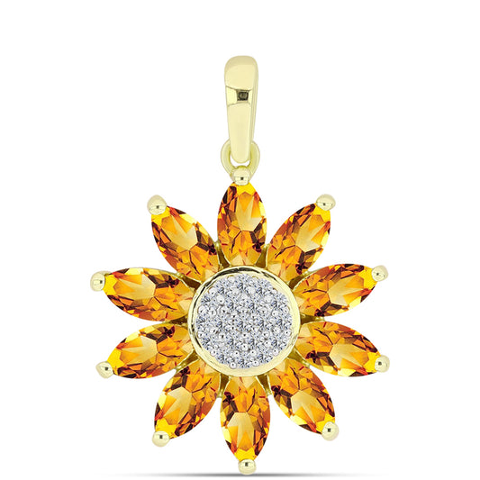 Pandantiv din Argint 925 Placat cu Aur ( 2.5 grame ) cu Citrin Rio Golden și Topaz Alb 2.32 Carate