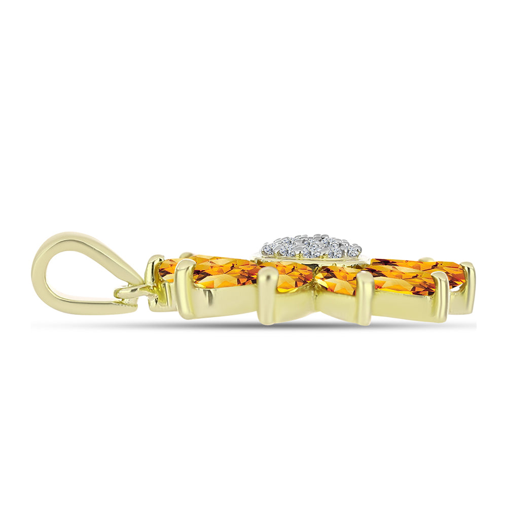 Pandantiv din Argint 925 Placat cu Aur ( 2.5 grame ) cu Citrin Rio Golden și Topaz Alb 2.32 Carate 2 
