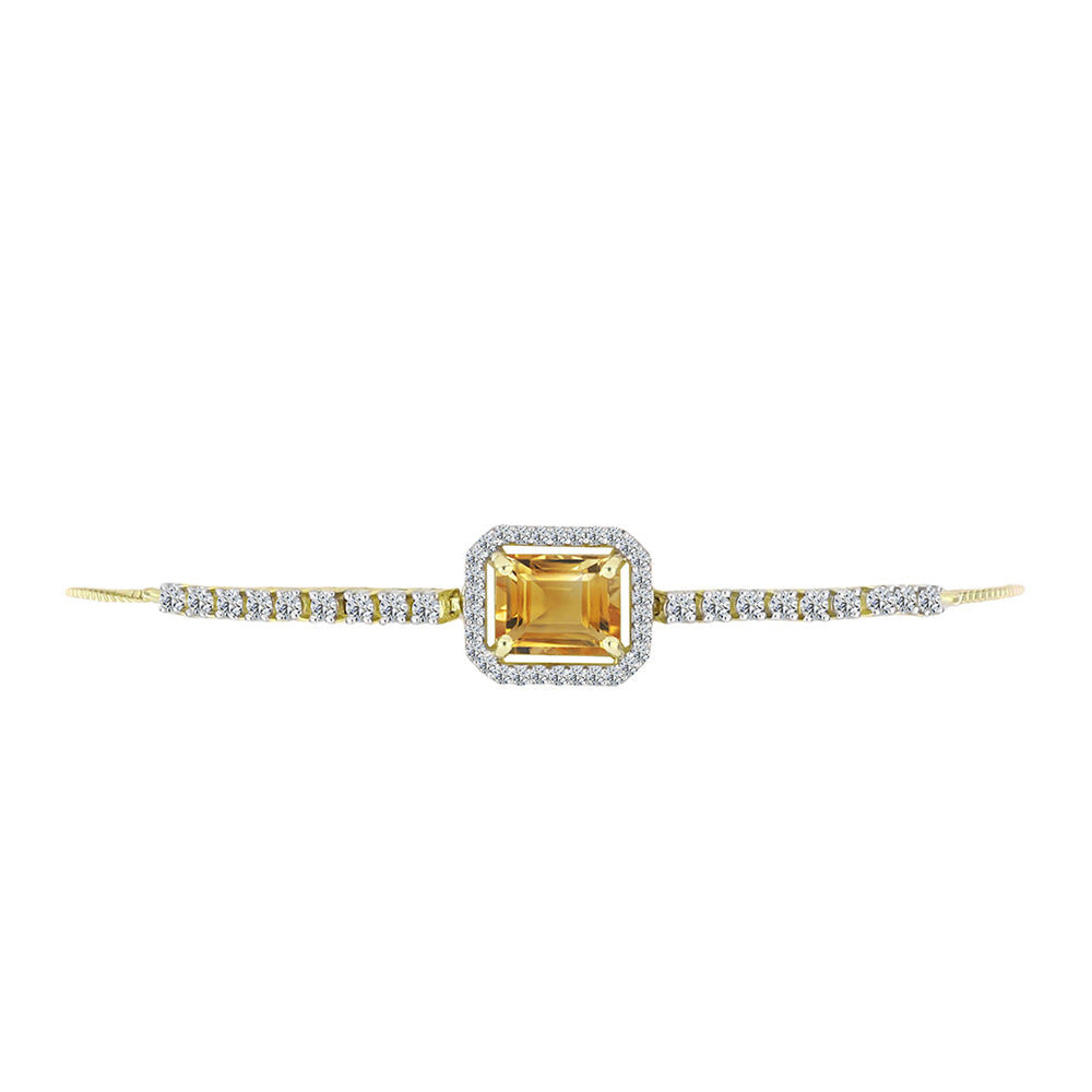 Brățară din Argint 925 Placat cu Aur ( 6.03 grame ) cu Citrin Rio Golden și Topaz Alb 3.16 Carate 2 