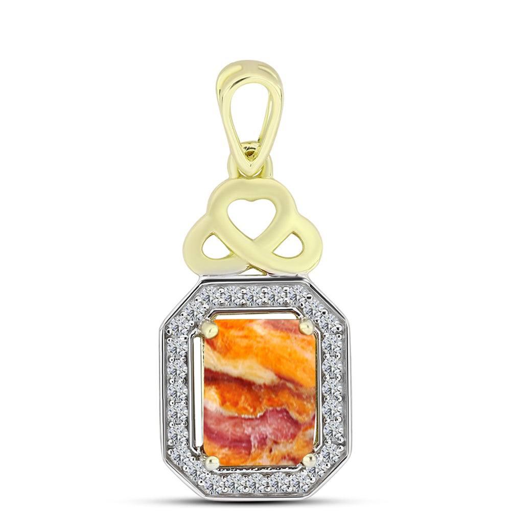 Pandantiv din Argint 925 Placat cu Aur ( 2.13 grame ) cu Jaspul "Lion's Paw" și Topaz Alb 2.64 Carate 1 