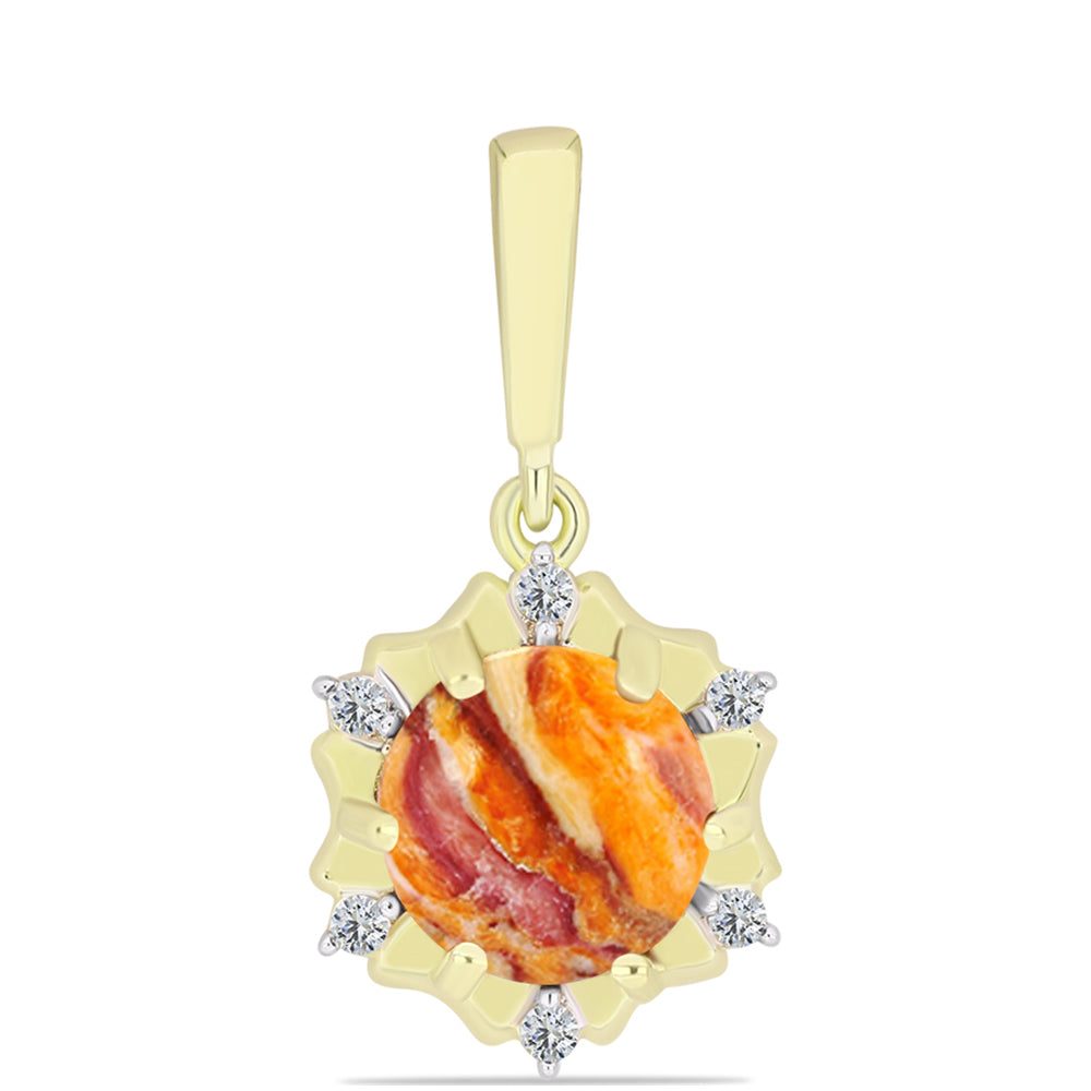 Pandantiv din Argint 925 Placat cu Aur ( 1.75 grame ) cu Jaspul "Lion's Paw" și Topaz Alb 2.1 Carate 1 