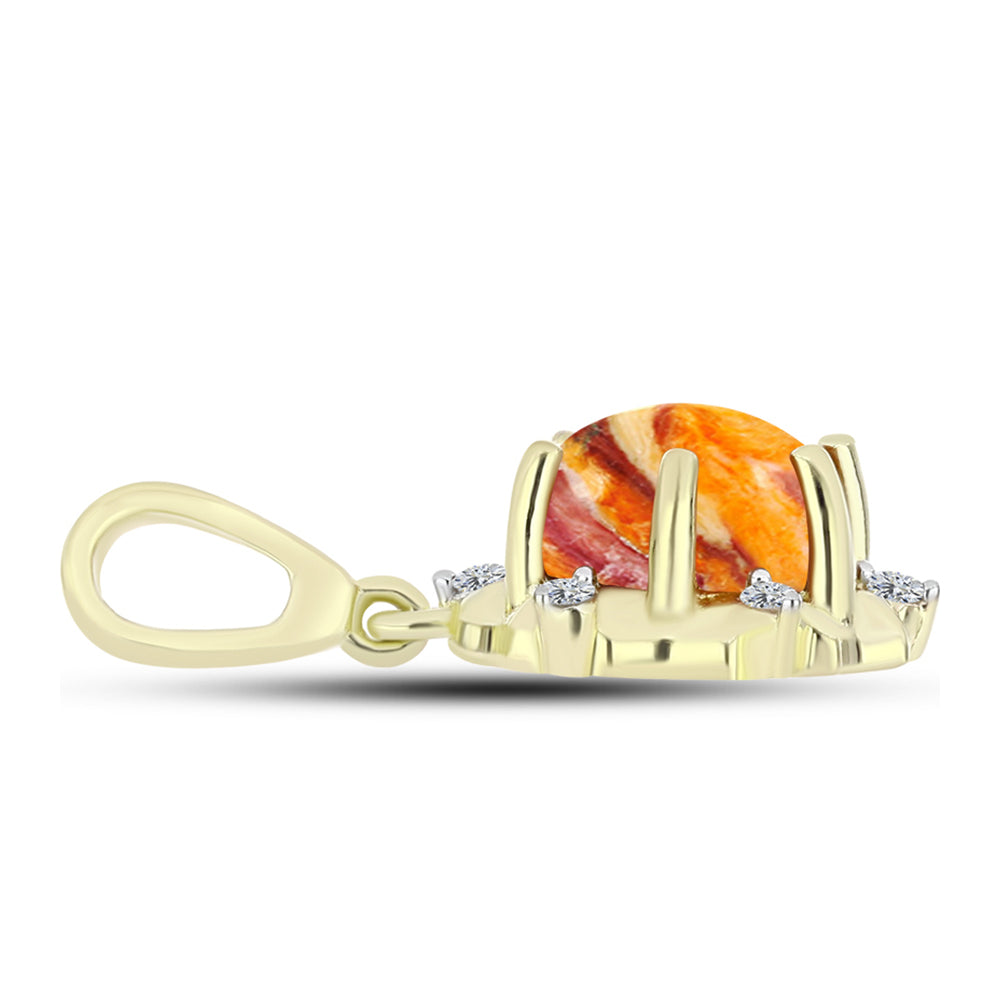 Pandantiv din Argint 925 Placat cu Aur ( 1.75 grame ) cu Jaspul "Lion's Paw" și Topaz Alb 2.1 Carate 2 