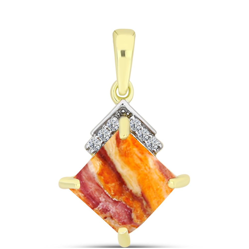 Pandantiv din Argint 925 Placat cu Aur ( 1.24 grame ) cu Jaspul "Lion's Paw" și Topaz Alb 2.73 Carate
