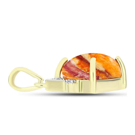 Pandantiv din Argint 925 Placat cu Aur ( 1.24 grame ) cu Jaspul "Lion's Paw" și Topaz Alb 2.73 Carate