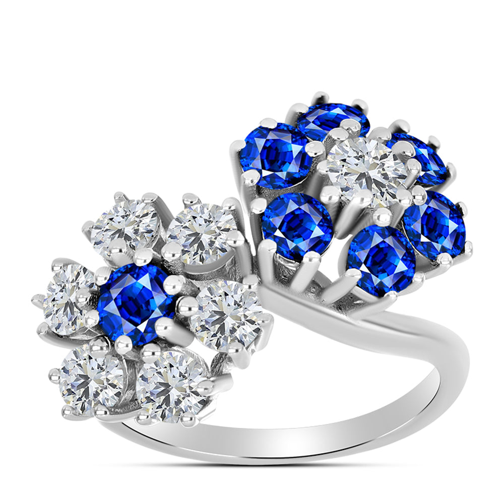 Inel din Argint 925 ( 4.97 grame ) cu Safir Albastru Australian și Topaz Alb 3.44 Carate 3 