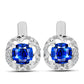 Cercei din Argint 925 ( 4.52 grame ) cu Safir Albastru Australian și Topaz Alb 2.92 Carate