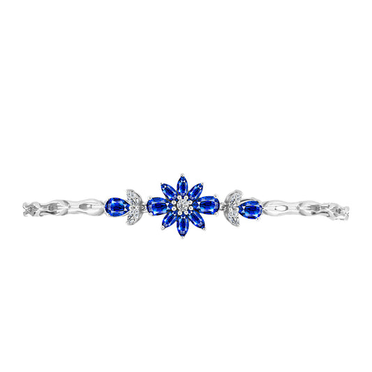 Brățară din Argint 925 ( 6.91 grame ) cu Safir Albastru Australian și Topaz Alb 3.89 Carate