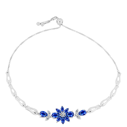 Brățară din Argint 925 ( 6.91 grame ) cu Safir Albastru Australian și Topaz Alb 3.89 Carate