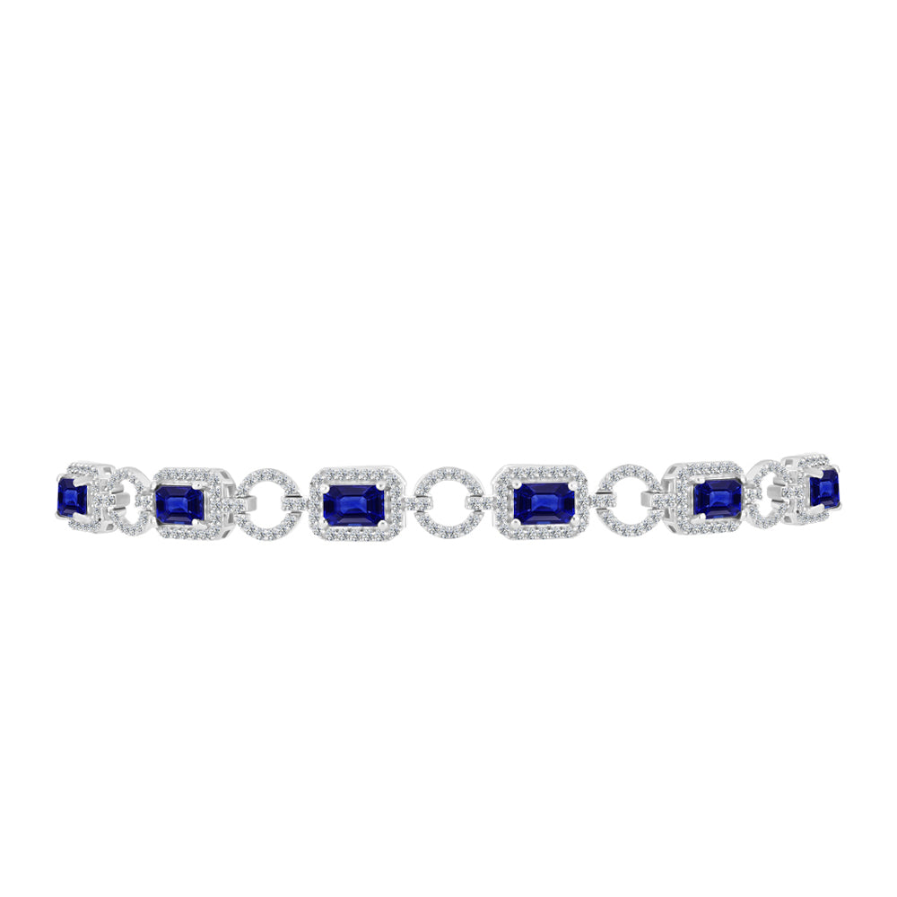 Brățară din Argint 925 ( 7.91 grame ) cu Safir Albastru Australian și Topaz Alb 6.21 Carate 2 