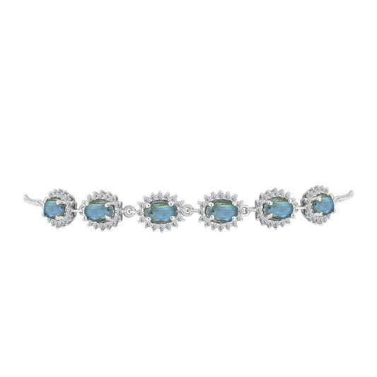 Brățară din Argint 925 ( 4.78 grame ) cu Labradorit și Topaz Alb 3.65 Carate