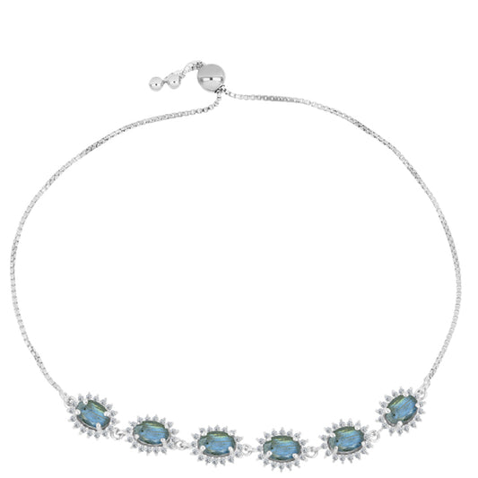 Brățară din Argint 925 ( 4.78 grame ) cu Labradorit și Topaz Alb 3.65 Carate