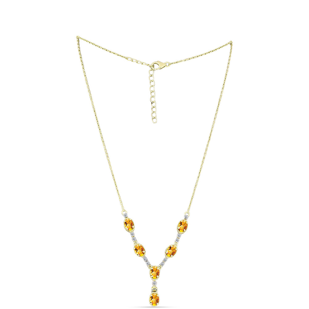 Colier din Argint 925 Placat cu Aur ( 5.47 grame ) cu Citrin Rio Golden și Topaz Alb 2.5 Carate