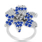 Inel din Argint 925 ( 6.75 grame ) cu Safir Albastru Australian și Topaz Alb 3.47 Carate