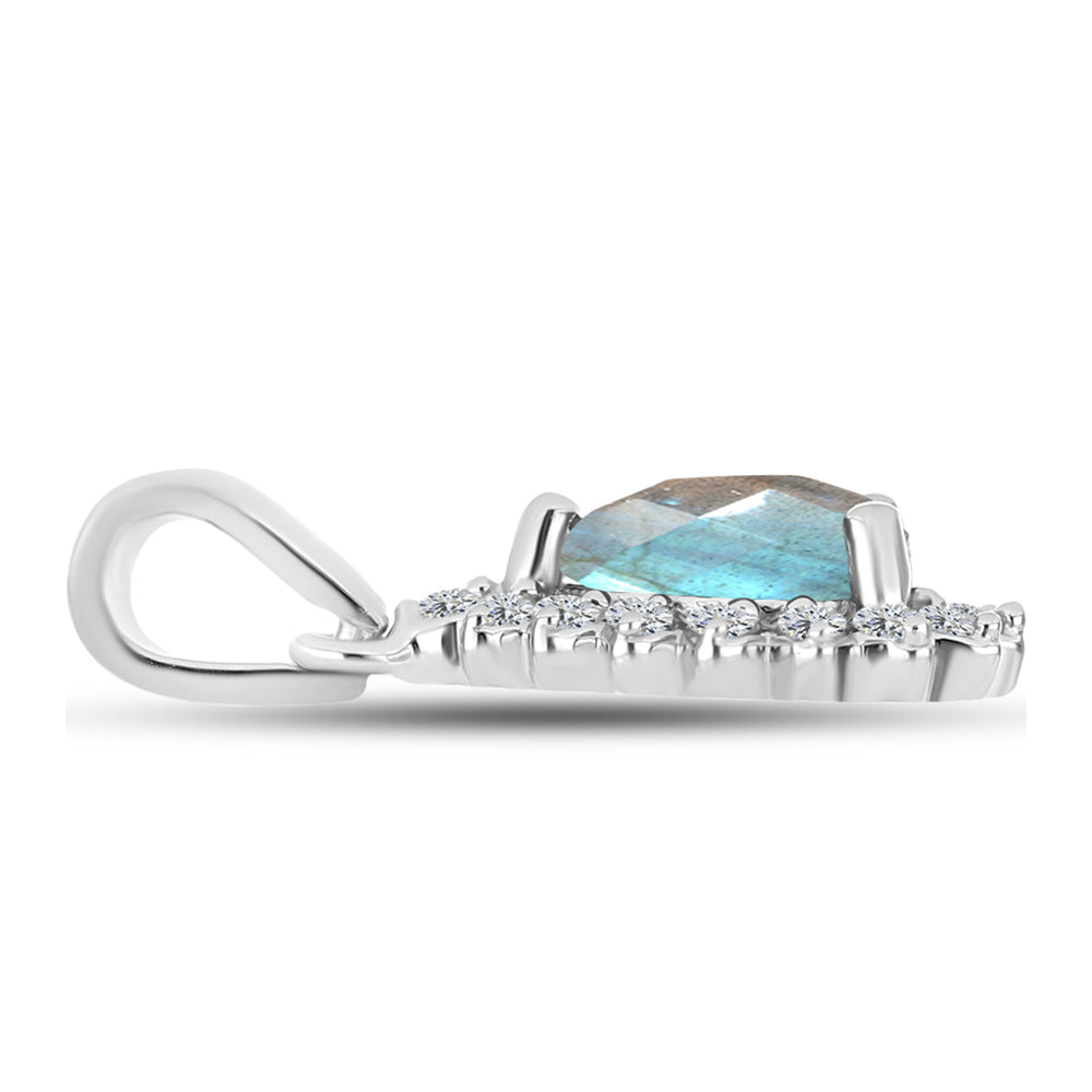 Pandantiv din Argint 925 ( 1.29 grame ) cu Labradorit și Topaz Alb 0.9 Carate 2 