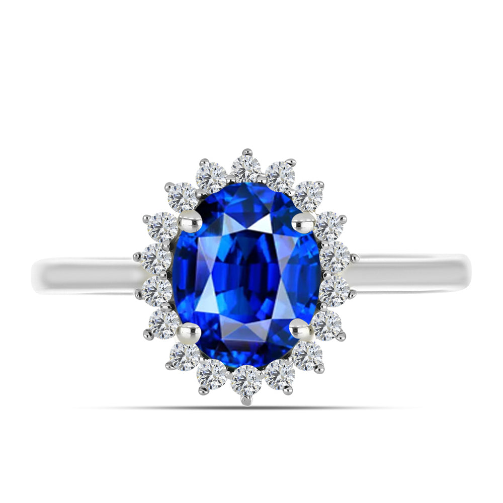 Inel din Argint 925 ( 2.09 grame ) cu Safir Albastru Australian și Topaz Alb 1.92 Carate