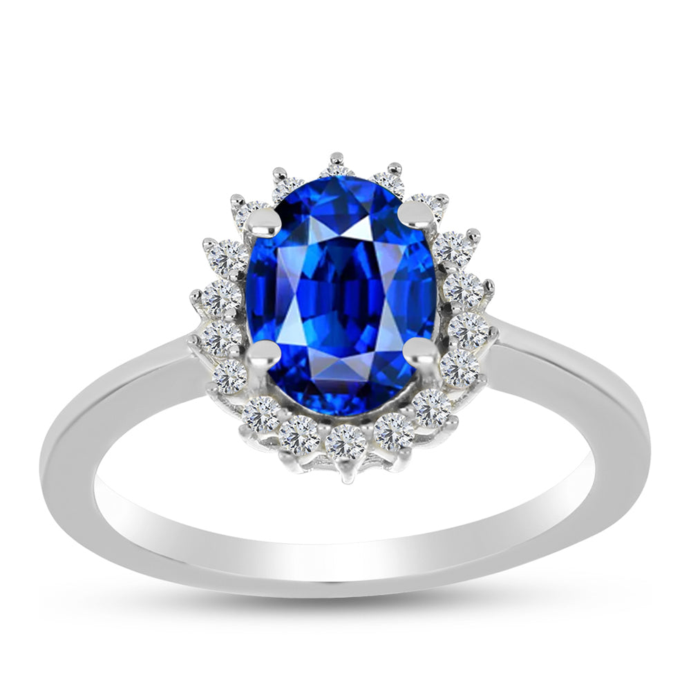 Inel din Argint 925 ( 2.09 grame ) cu Safir Albastru Australian și Topaz Alb 1.92 Carate