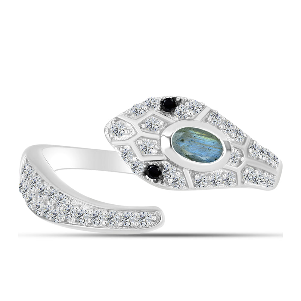 Inel din Argint 925 ( 2.76 grame ) cu Labradorit și Spinel Negru 0.75 Carate 1 